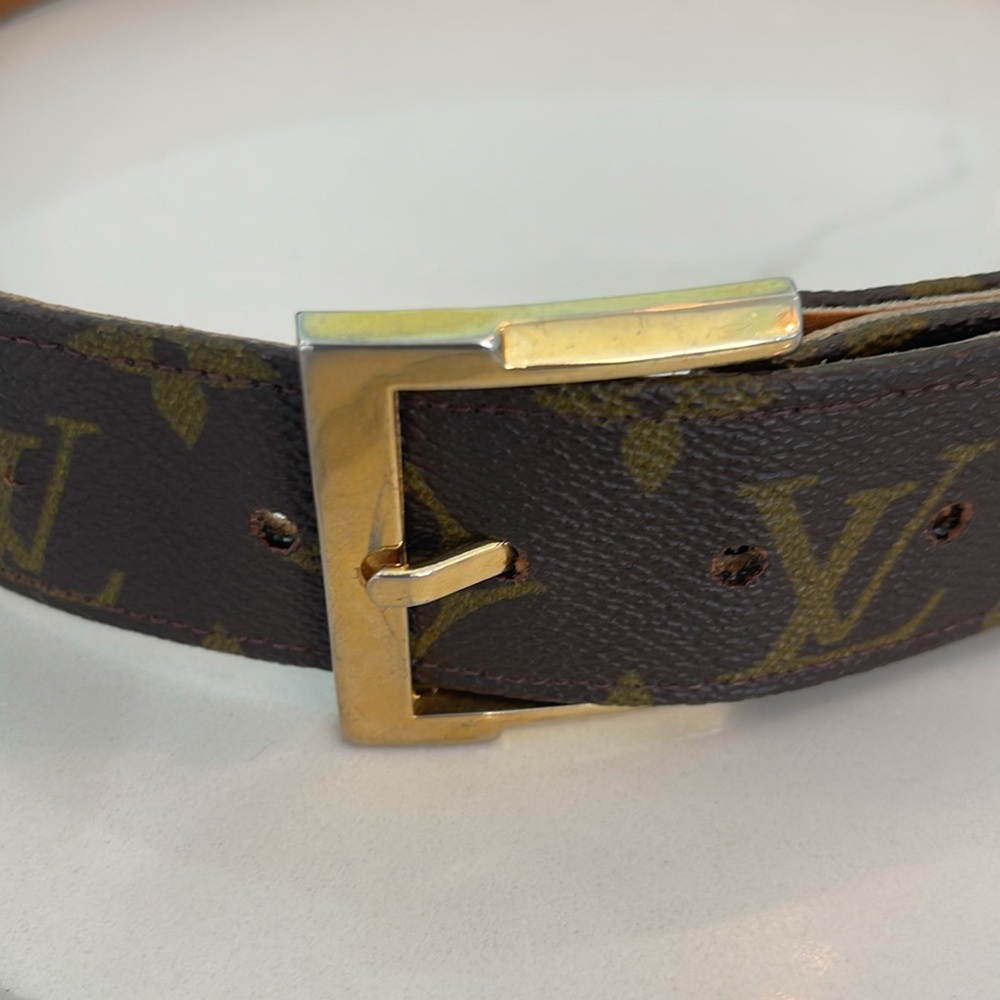 Louis Vuitton Vintage Brown and Gold Monogram Belt - Picture 3 of 11